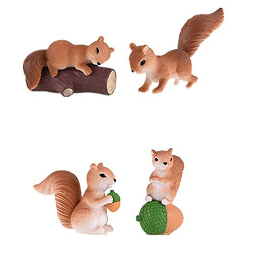 OKOK 4 Pcs Mini Squirrel Animal Figurine, Miniature Garden Ornaments,Fairy Garden Figurines, Squirrel Animal Cake Topper, Plant Pot Craft Dollhouse Bonsai Decoration, Cake Decoration, Landscape Scenes OKOK 4 Pcs Mini Squirrel Animal Figurine, Miniature Garden Ornaments,Fairy Garden Figurines, Squirrel Animal Cake Topper, Plant Pot Craft Dollhouse Bonsai Decoration, Cake Decoration, Landscape Scenes
