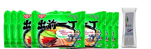 Nissin Ramen Noodles Soup Nissin Demae Tonkotsu Pork Instant Ramen Noodles 7 Packs Free Fork (Tonkotsu Pork)