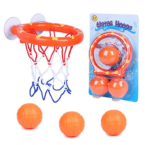 YOUTH UNION Kids Bath Toy Fun Basketball Hoop & Balls Set Bathtub Shooting Game for Boys and Girls,Suctions Cups That Stick to Any Flat Surface + 3 Balls Included