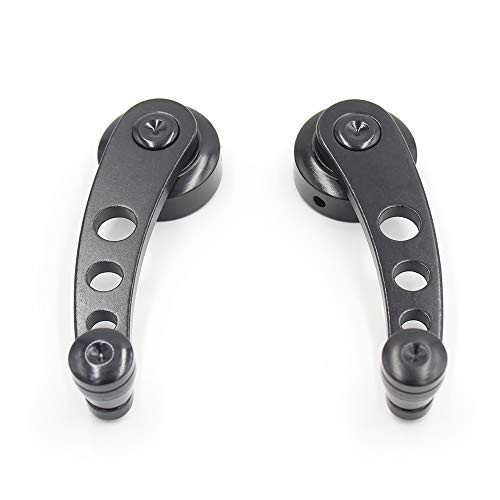 2Pcs Universal Car Window Handle Winder Riser Replacement Winder Crank Riser Window Handles Aluminum Alloy (Black)