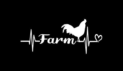 Makarios LLC Farm Heartbeat Chicken MKR Decal Vinyl Sticker |Cars Trucks Vans Walls Laptop|White|5.5 x 2.4 in|MKR1133