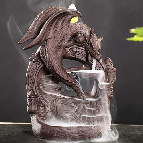 Ceramic Backflow Incense Burner Dragon, Incense Cones Burner Incense Stick Holder Backflow Incense Burner with 10 Free Cones Home Decoration Handicraft Gift Ceramic Backflow Incense Burner Dragon, Incense Cones Burner Incense Stick Holder Backflow Incense Burner with 10 Free Cones Home Decoration Handicraft Gift