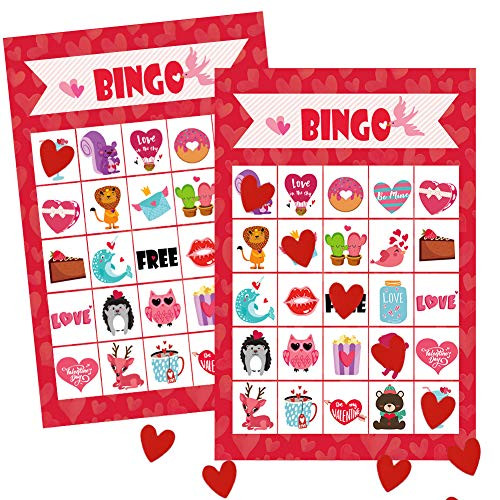 Unomor Valentine's Day Bingo Games for Kids - Bingo Cards with 24 Players for Valentine Party Games, Valentine Crafts School Classroom Activities, Party Favors Supplies Unomor Valentine's Day Bingo Games for Kids - Bingo Cards with 24 Players for Valentine Party Games, Valentine Crafts School Classroom Activities, Party Favors Supplies