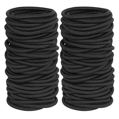 120 pcs Black Hair Elastic for Thick and Curly No Metal Hair Ties Value Pack (4mm)
