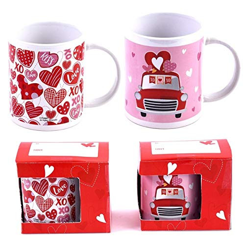 Valentine's Day Car & Hearts Boxed Mug by FLOMO