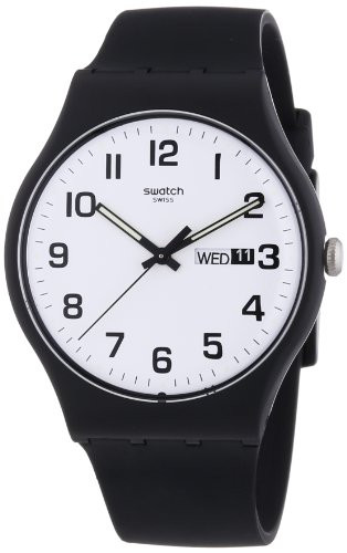 Swatch Classic Quartz Silicone Strap, Black, 20 Casual Watch (Model: SUOB705)