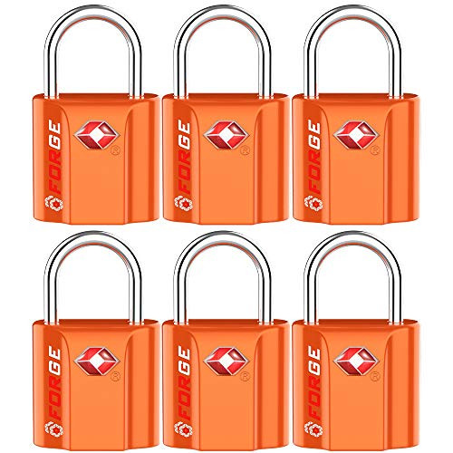 Orange 6 Pack TSA Approved Luggage Locks Ultra-Secure Dimple Key Travel Locks with Zinc Alloy Body