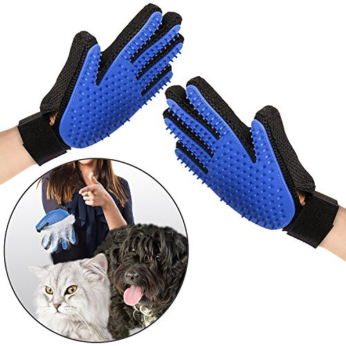 Kwality Pet Grooming Glove - Gentle Deshedding Brush Glove - Efficient Pet Hair Remover Mitt - Massage Tool with Enhanced Five Finger Design - Perfect for Dogs & Cats with Long & Short Fur (Blue) Kwality Pet Grooming Glove - Gentle Deshedding Brush Glove - Efficient Pet Hair Remover Mitt - Massage Tool with Enhanced Five Finger Design - Perfect for Dogs & Cats with Long & Short Fur (Blue)