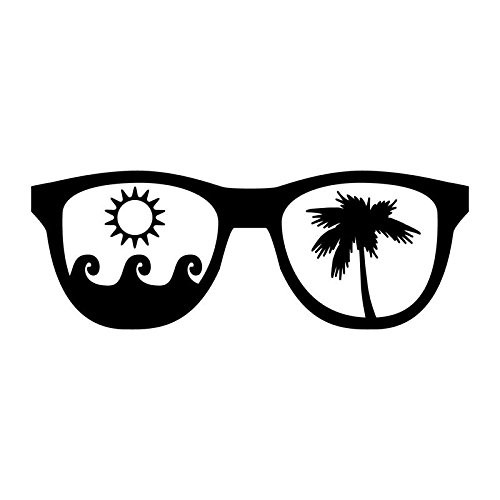 Beach Sunglasses Vinyl Decal Sticker | Cars Trucks Vans SUVs Windows Walls Cups Laptops | Black | 5.5 Inch | KCD2353