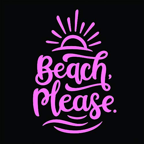 Beach Please Vinyl Decal Sticker | Cars Trucks Vans SUVs Windows Walls Cups Laptops | Pink | 5.5 Inch | KCD2418P