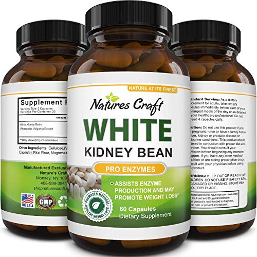 Pure White Kidney Bean Extract Supplement for Weight Loss - Phase 2 Natural Appetite Suppressant Carbohydrate Blocker Blood Sugar Support - Fat Loss Capsules for Women Men