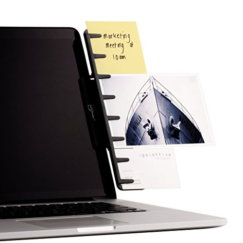 NoteTower Monitor Mount Black - Document Holder & Sticky Notes Organizer - Holds Copy Paper, Photos, Notes & Business Cards Next to Computer Screen