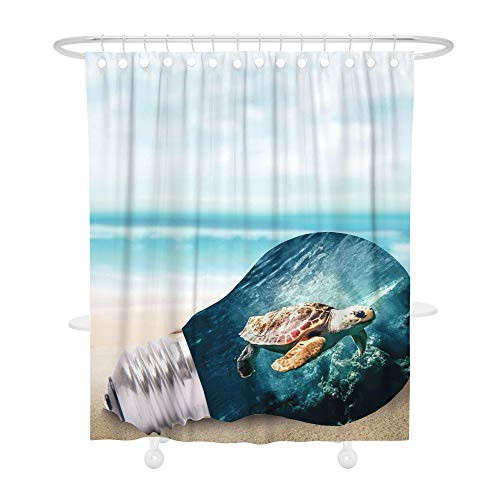 Bonsai Tree Beach Shower Curtain with Hooks 72" x 72" Waterproof Art Bathroom Decor Polyester Fabric Waterproof Bath Curtains