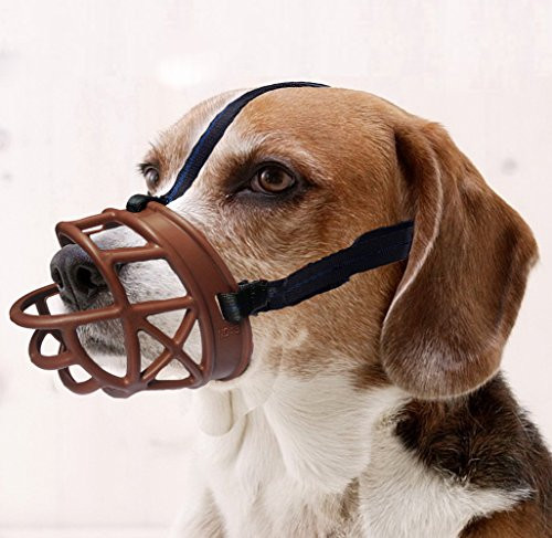 Mayerzon Dog Muzzle, Basket Breathable Silicone Dog Muzzle for Anti-Barking and Anti-Chewing (Size3-10.2/3.4in, Brown)