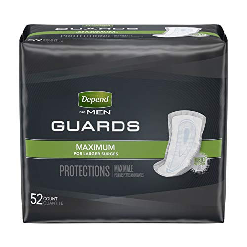 Depend Incontinence Guards for Men, Maximum Absorbency, 52 Count (Packaging May Vary)