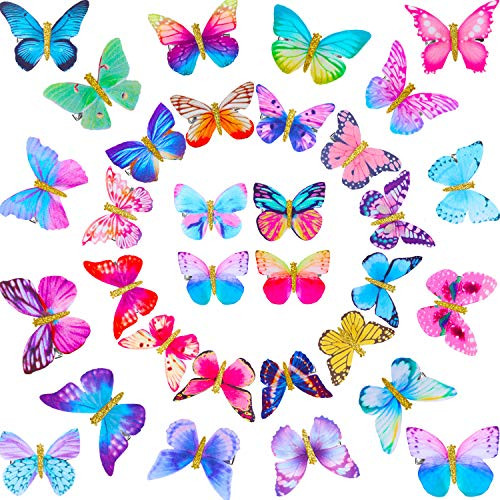 Chuangdi 32 Pieces Butterfly Clips Butterfly Glitter Barrette Hair Clips for Women Girls Hair Accessories