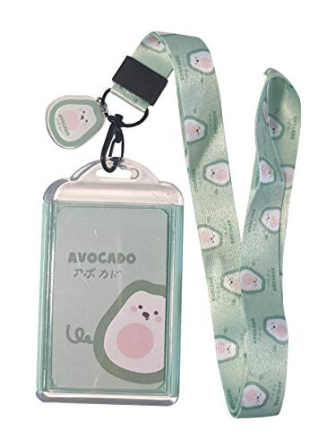 Avocado Print Lanyard w/ID Badge Holder and Acrylic Charm (A)