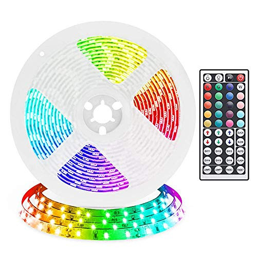 LED Strip Lights, 16.4ft RGB LED Light Strip 5050 LED Tape Lights, Color Changing LED Strip Lights with Remote for Home Lighting Kitchen Bed Flexible Strip Lights for Bar Home Decoration (Renewed) LED Strip Lights, 16.4ft RGB LED Light Strip 5050 LED Tape Lights, Color Changing LED Strip Lights with Remote for Home Lighting Kitchen Bed Flexible Strip Lights for Bar Home Decoration (Renewed)