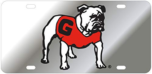 Dixie Dawgs UGA, Georgia Bulldogs Laser Cut and Inlaid Standing Bulldog License Plate/Car Tag