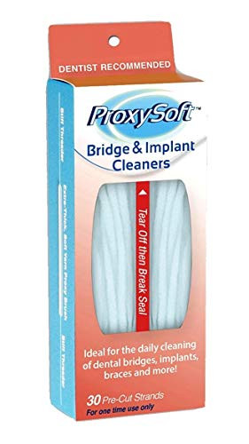 Dental Floss for Bridges and Dental Implants, 6 Packs - Dental Threaders for Bridges and Implant Floss with Extra-Thick Proxy Brush for Optimal Oral Hygiene - Bridge and Implant Cleaners by ProxySoft