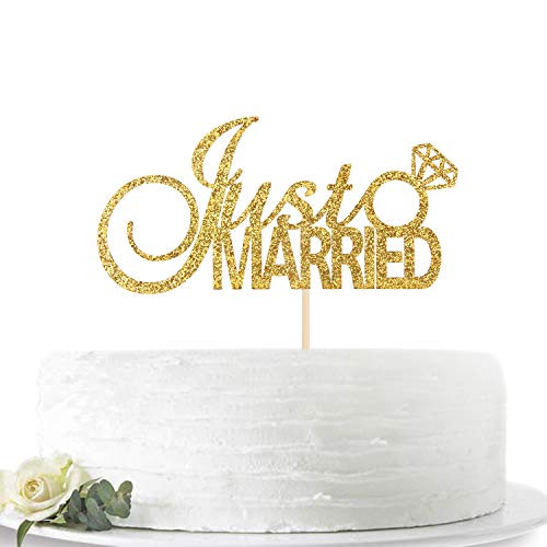 Gold Glitters Just Married Cake Topper, Mr and Mrs Sign Cake Decorations, Wedding Engagement Bridal Shower Bachelorette Party Decor Supplies Gold Glitters Just Married Cake Topper, Mr and Mrs Sign Cake Decorations, Wedding Engagement Bridal Shower Bachelorette Party Decor Supplies