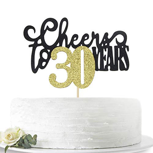 Black Glitter Cheers to 30 Years Cake Topper-Happy 30th Birthday Cake Topper-30th Birthday/Wedding Anniversary Party Decoration Black Glitter Cheers to 30 Years Cake Topper-Happy 30th Birthday Cake Topper-30th Birthday/Wedding Anniversary Party Decoration
