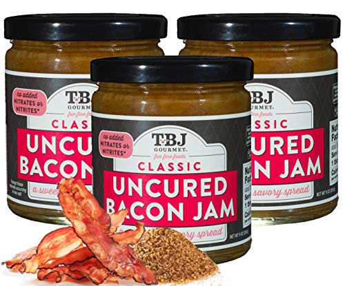 TBJ Gourmet Classic Bacon Jam - Original Recipe Bacon Spread - Uses Real Bacon, No Preservatives - Authentic Bacon Jams - 3 x 9 Ounces