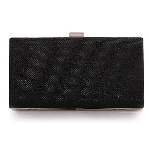 Womens Vintage Envelope Clutch Black Evening Handbag For Cocktail/Wedding/Party (Black)