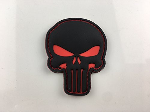Punisher Skull Red and Black 3D PVC Morale Patch