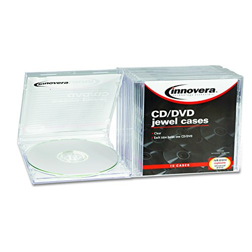 Innovera 81810 CD/DVD Standard Jewel Case, Clear (Pack of 10)