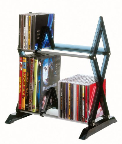 Atlantic Mitsu 64835193 52 CD/36 DVD/BluRay/Games 2-Tier Media Rack Smoke
