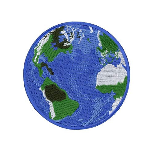 Blue World Planet Earth Patch Embroidered Iron-On Applique for Backpacks Jeans Jackets T-Shirts Clothing