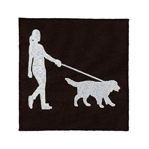 Pet Walking Pet Awareness Patch Embroidered Iron-On Applique for Backpacks Jeans Jackets T-Shirts Clothing (Black)
