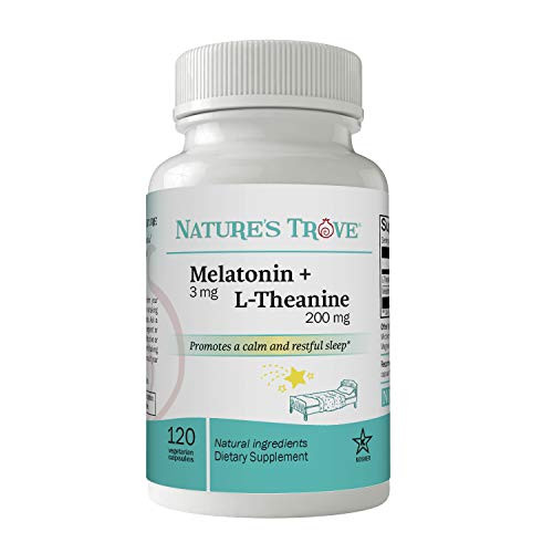 Melatonin 3mg + L Theanine 200mg Sleep Aid Supplement Promotes Deep Sleep Promotes Stress Control and Relaxation 120 Kosher Vegetarian Capsules by Natures Trove Melatonin 3mg + L Theanine 200mg Sleep Aid Supplement Promotes Deep Sleep Promotes Stress Control and Relaxation 120 Kosher Vegetarian Capsules by Natures Trove