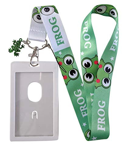 Frog Print Lanyard w/ID Badge Holder and Charm