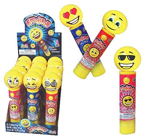 Kidsmania Laser Pop Emoji Pop with Lollipops, 12 Count