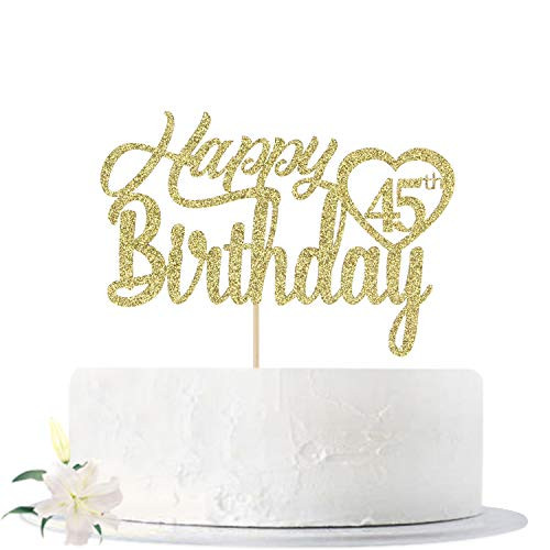 Gold Glitter Happy 45th Birthday Cake Topper, Hello 45, Cheers to 45 Years Old, 45 Years Old Party Supplies Decoration Gold Glitter Happy 45th Birthday Cake Topper, Hello 45, Cheers to 45 Years Old, 45 Years Old Party Supplies Decoration