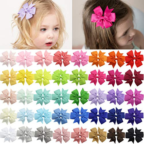 Baby Girl Grosgrain Ribbon Pinwheel Boutique Hair Bow 40 PCS Alligator Hair Clips for Girls Teens Kids Babies Toddlers Baby Girl Grosgrain Ribbon Pinwheel Boutique Hair Bow 40 PCS Alligator Hair Clips for Girls Teens Kids Babies Toddlers