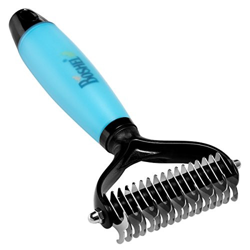 Boshel Dog Dematting Comb Double Sided Cat And Dog Grooming Comb With Safe Rounded Blades Cat & Dog Undercoat Rake Removes Mats, Tangles And Knots - Dog Detangling Comb - Pet Dematting Rake Brush Boshel Dog Dematting Comb Double Sided Cat And Dog Grooming Comb With Safe Rounded Blades Cat & Dog Undercoat Rake Removes Mats, Tangles And Knots - Dog Detangling Comb - Pet Dematting Rake Brush