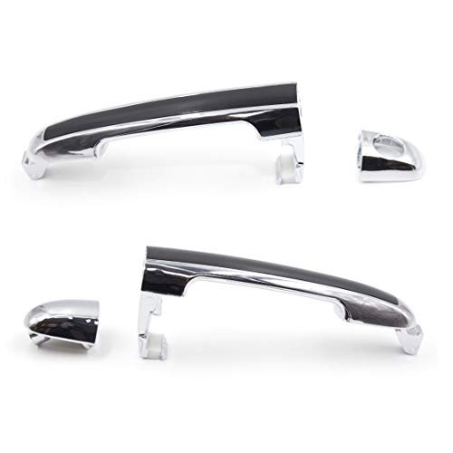 Otois Front Pair Left Right Exterior Door Handle Grip Chrome Black For Hyundai Sonata 2005 2006 2007 2008 2009 2010