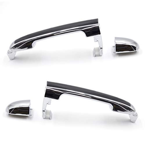 Otois Rear Left Right Pair Outer Chrome Black Door Handle Grip For Hyundai Sonata 2005 2006 2007 2008 2009 2010