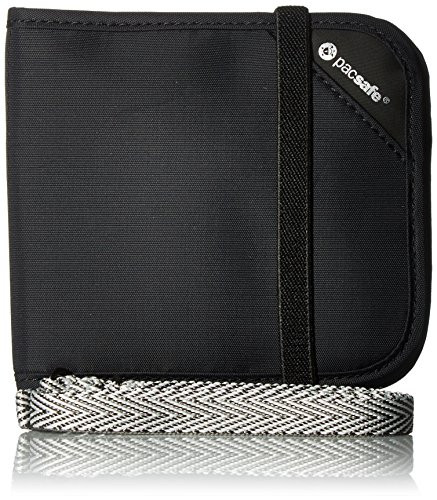Pacsafe Rfidsafe V100 Anti-Theft RFID Blocking Bi-fold Wallet, Black, One Size