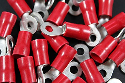 8 Gauge Vinyl #10 Ring 10 PK Crimp Terminal Connector AWG GA CAR Eye RVRT810