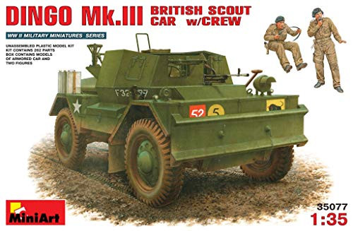 Miniart 35077 Dingo Mk.III British Armoured Scout Car with Crew, 1/35 Scale WW2 Military Miniatures Series Plastic Military Model Kit
