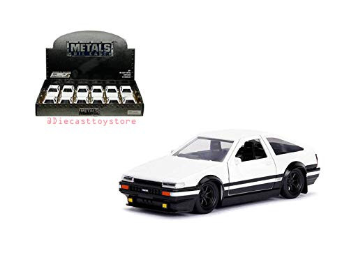 Jada, 30882-DP1 Diecast Toys Car 1: 32 Display - Metals - Hollywood Rides - Initial D - 1986 Toyota Corolla Trueno Ae86 White/Black 1 Item Without Retail Box , Black/White