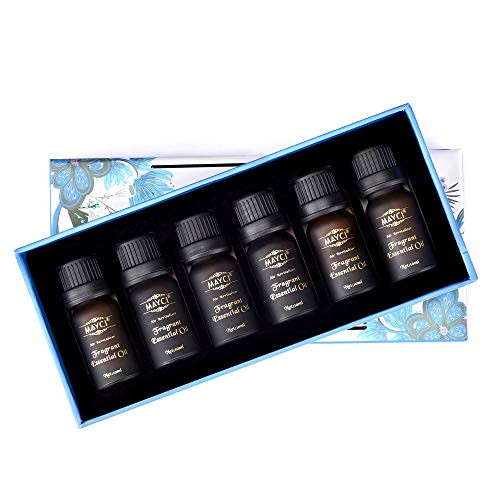 Essential Oils Set, 10ml Pure Aromatherapy Essential Oil for Diffuser, 6 Pack Gift Set Essential Oils for Car Diffuser Humidifier, Massage, Spa, Yoga, Hair & Skin Care