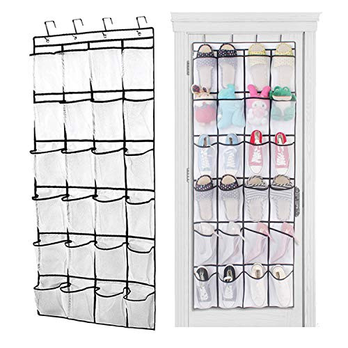 UHmeii Shoes Holder 24 Pockets Over The Door Shoe Organizer,Shoes Hanger Storage Closet Organizer, Clear Hanging Shoe Bag Closet Accessory Storage Over The Door Hanging Pantry Organizer (White) UHmeii Shoes Holder 24 Pockets Over The Door Shoe Organizer,Shoes Hanger Storage Closet Organizer, Clear Hanging Shoe Bag Closet Accessory Storage Over The Door Hanging Pantry Organizer (White)