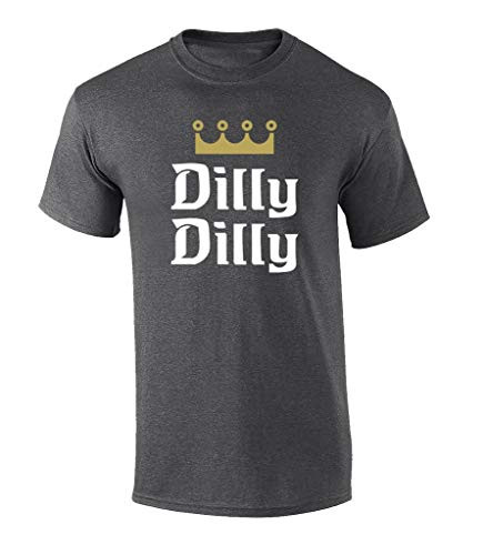 Funny Beer Drinking Dilly Dilly Crown Graphic T-Shirt-Heather Grey-5xl