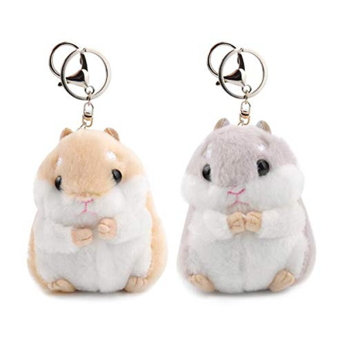 Halloluck 2pcs Cute Hamster Plush Keychain Stuffed Animal Doll Keyring Charm Handbag Pendant, 4" Halloluck 2pcs Cute Hamster Plush Keychain Stuffed Animal Doll Keyring Charm Handbag Pendant, 4"