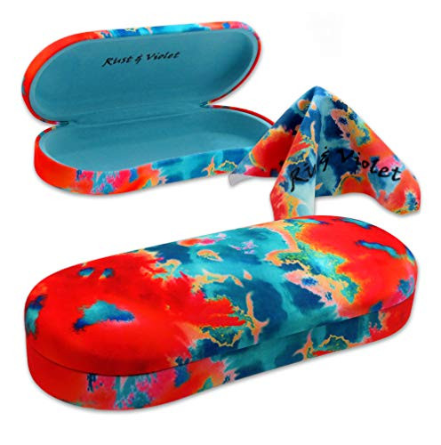 Hard Eyeglass case | Small Sunglasses case | Hard Shell Case MyEyeglassCase (AS166L Tie Dye Orange Blue)